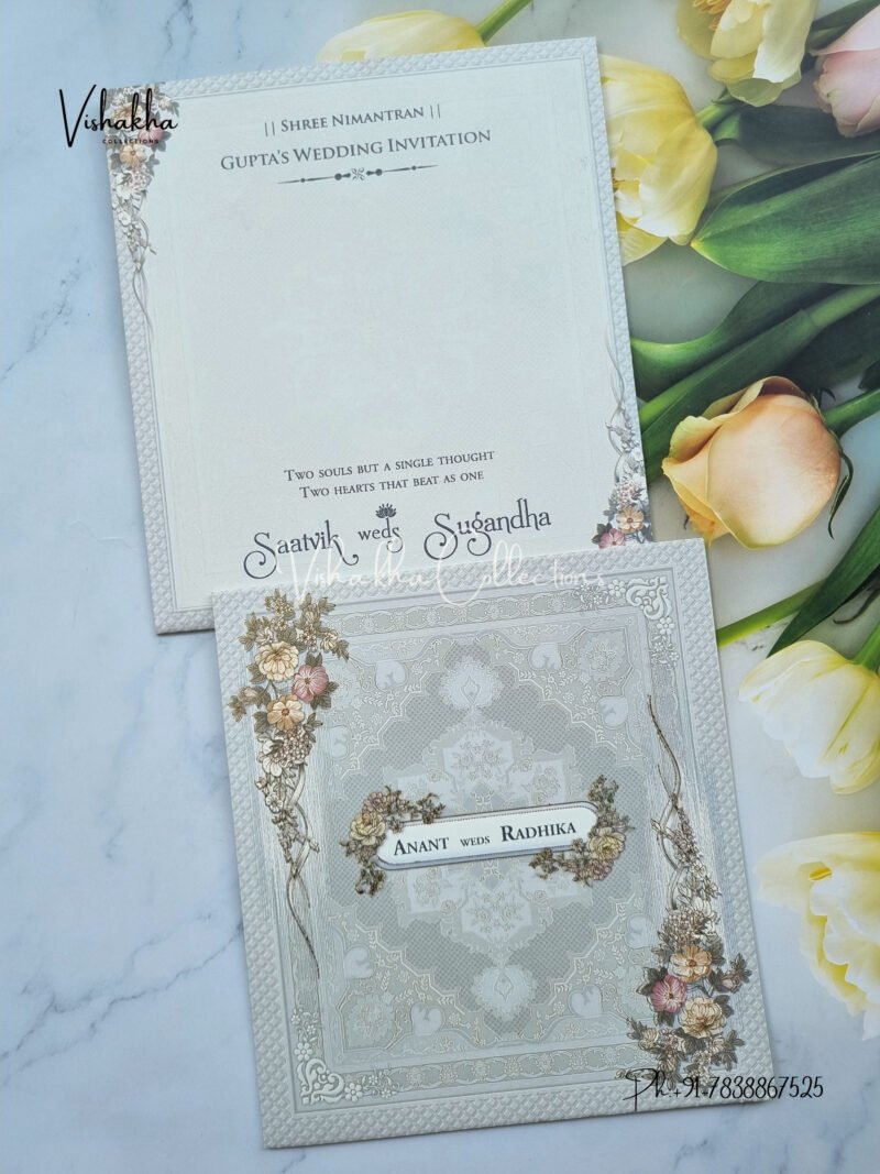 Flower Themed Hindu Wedding invitation Cards - CR-5020