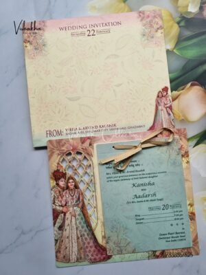 Paper Laser Cut Semi Box Double Door Hindu invitation Cards EJ-4141