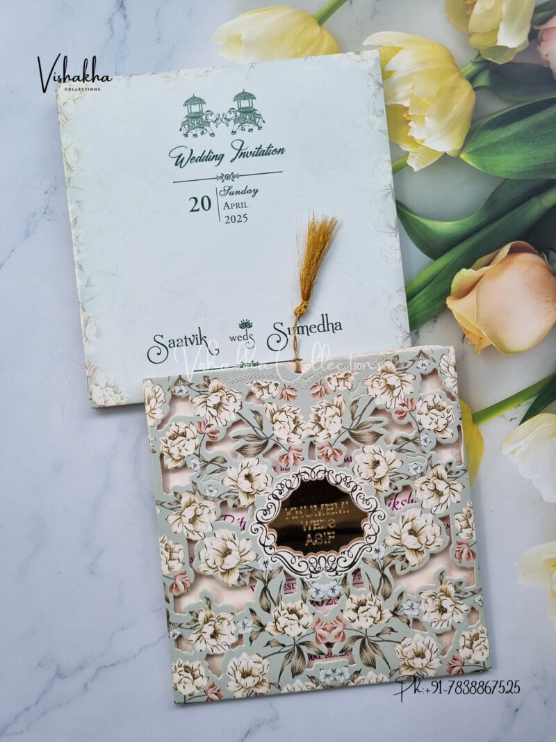 Semi Box Flower Themed Hindu Wedding Muslim Wedding Christian Wedding Sikh Wedding invitation Cards - CR-1031