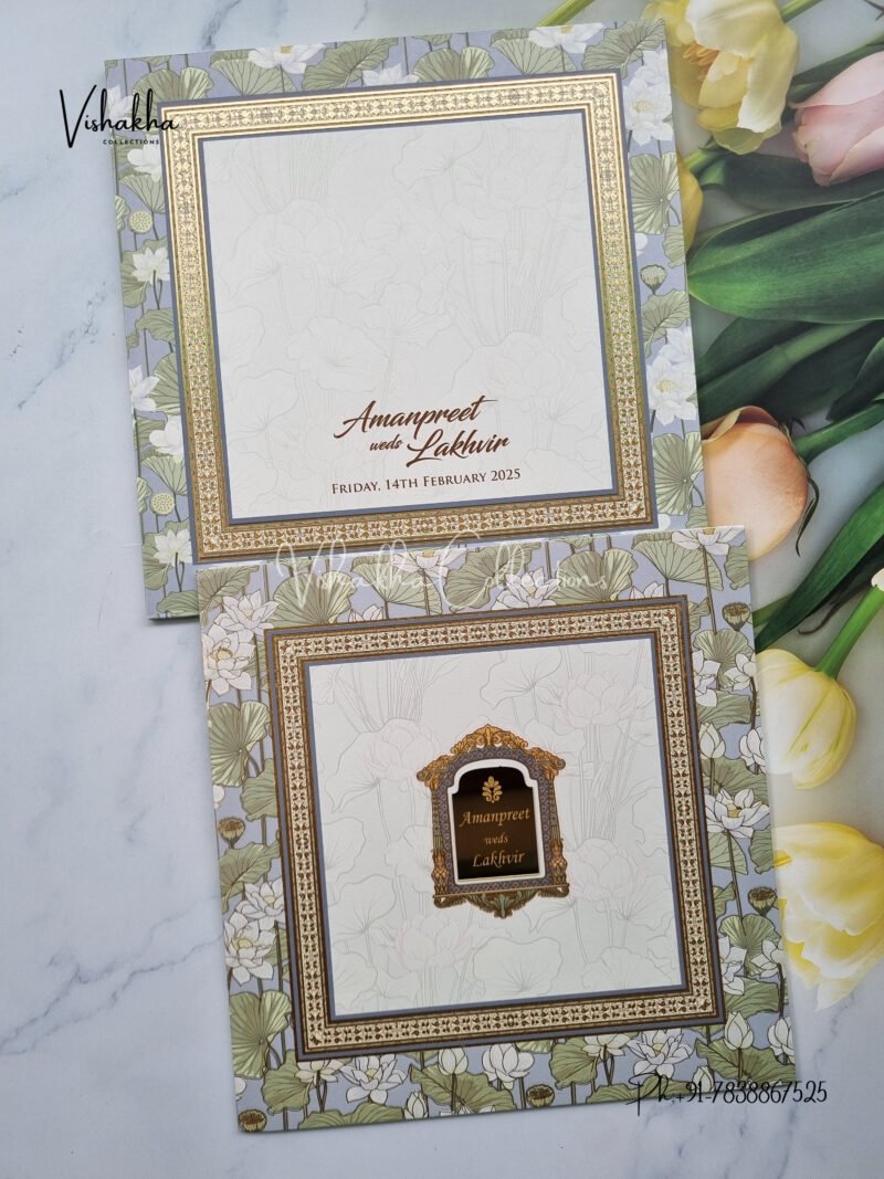 Semi Box Flower Themed Hindu Wedding Muslim Wedding Christian Wedding Sikh Wedding invitation Cards - LN-743