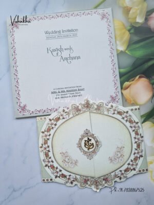 Unique Concept Semi Box Flower Themed Double Door Hindu Wedding invitation Cards - CR-5082