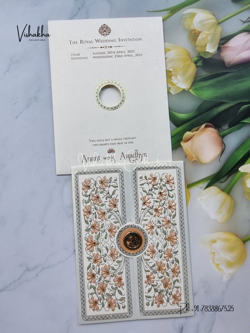 White And golden Color Hindu Wedding invitation Cards - CR-501C