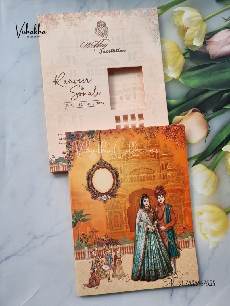 Barat Semi Box Dulah Dulhan Hindu invitation Cards NA-1124-54