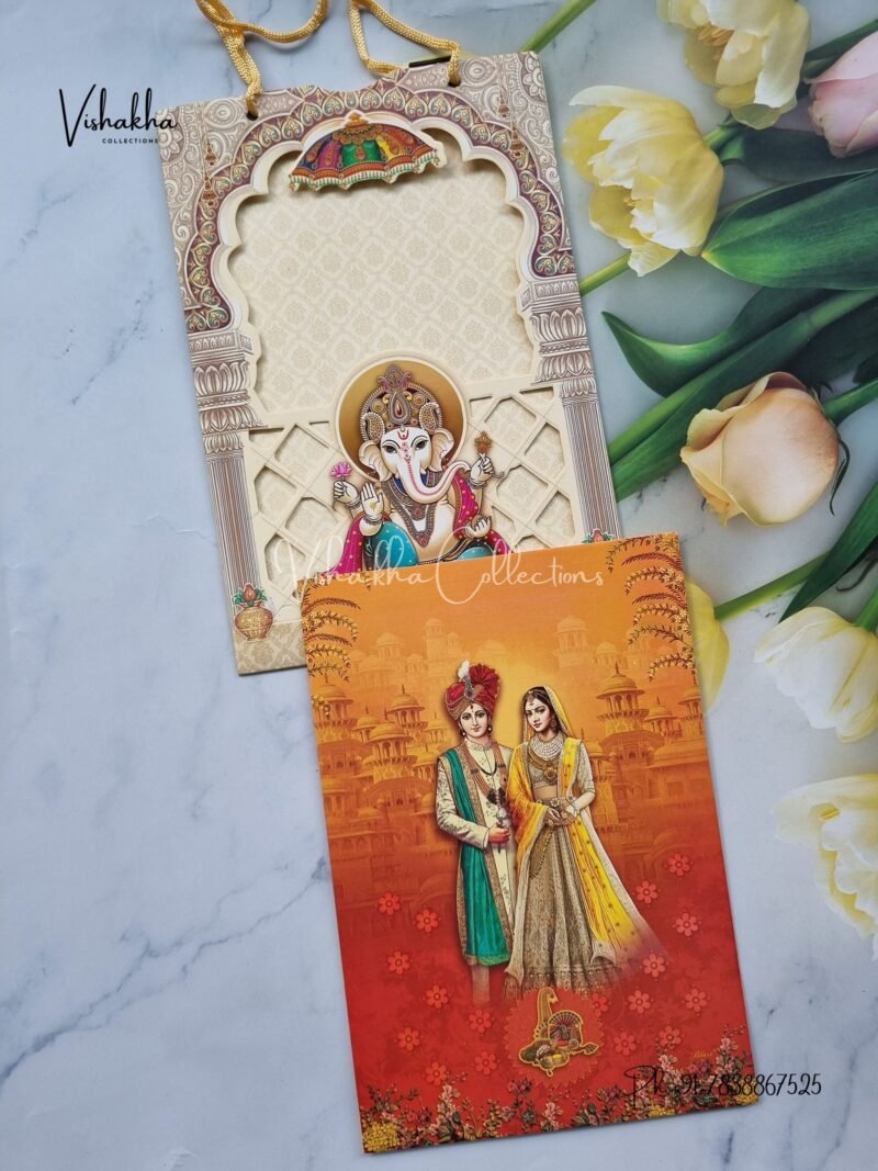 Ganesh Ji Dulah Dulhan Hindu Carry Bag invitation Cards NA-1124-07