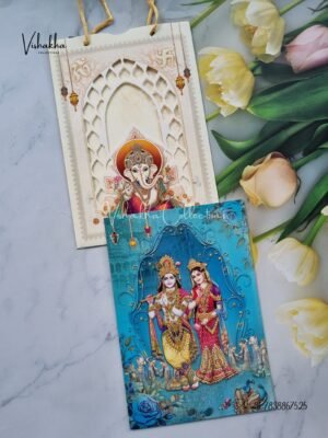Radha Krishna Ganesh Ji Hindu Carry Bag invitation Cards NA-1124-80