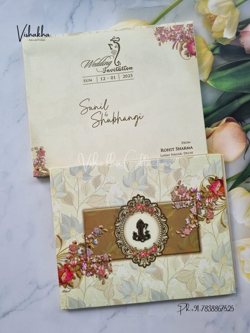 Semi Box Flower Hindu invitation Cards NA-1124-26