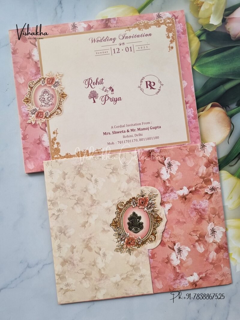 Semi Box Flower Hindu invitation Cards NA-1124-42
