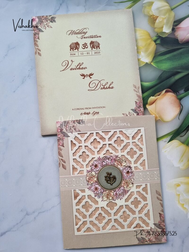 Semi Box Flower Hindu invitation Cards NA-1124-78