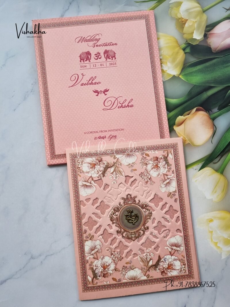 Semi Box Flower Hindu invitation Cards NA-1124-79