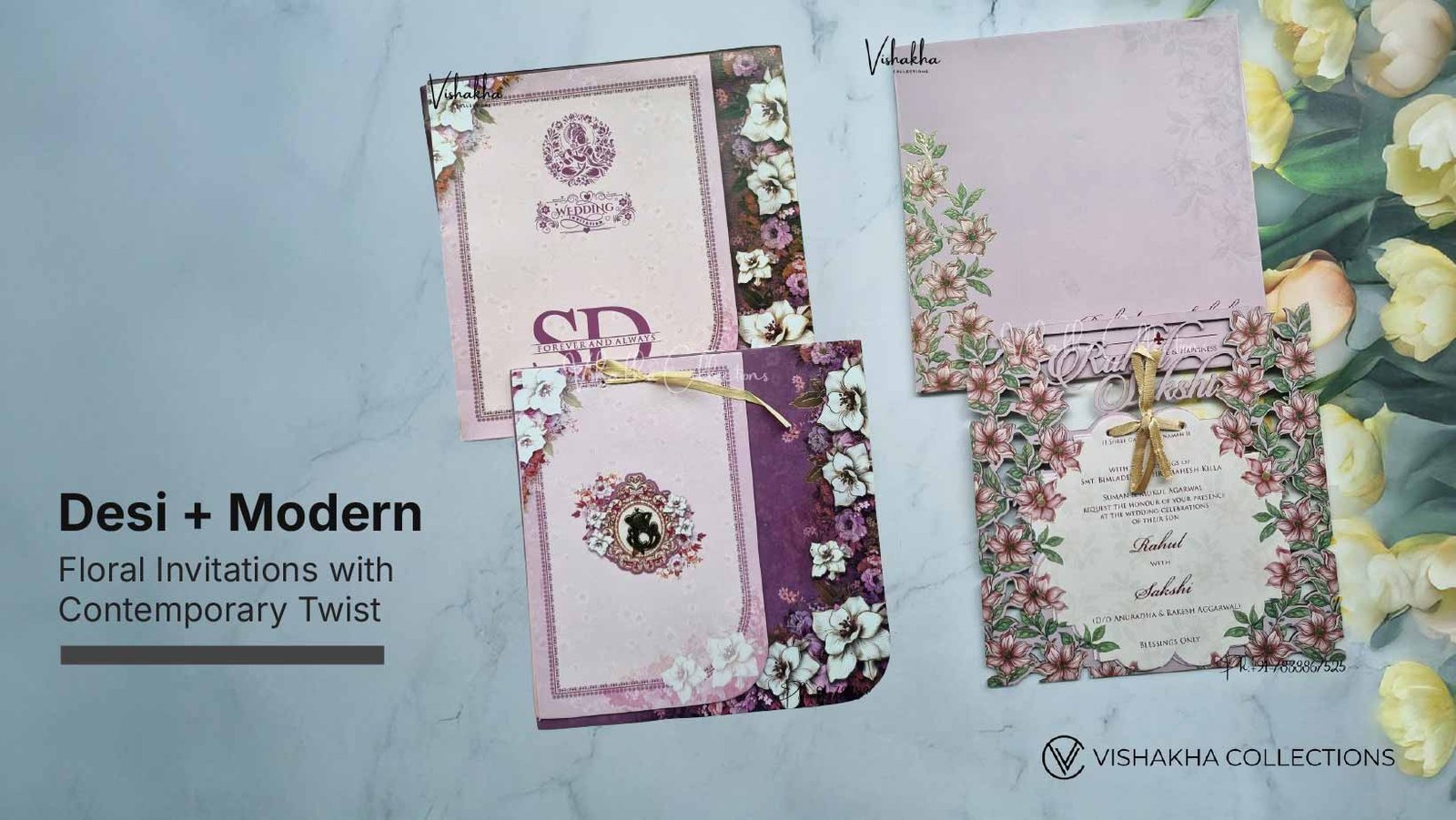 Desi + Modern: Floral Invitations with Contemporary Twist 1 Desi Modern Floral Invitations