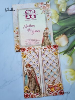 Dulah Dulhan Double Door Hindu Sikh invitation Cards ATS-9120