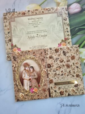 Dulah Dulhan Flower Hindu Sikh Padded invitation Cards CR-7087