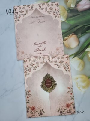 Flower Double Door Hindu Muslim Christian Sikh invitation Cards VN-691