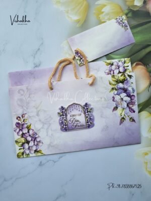 Flower Hindu Muslim Christian Sikh Carry Bag invitation Cards JM-N2518