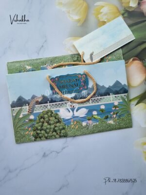 Flower Hindu Muslim Christian Sikh Carry Bag invitation Cards JM-N2519