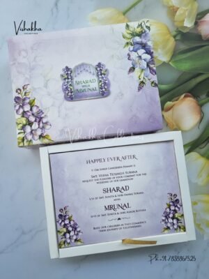 Flower Hindu Muslim Christian Sikh Exclusive Wedding Boxes Carry Bag invitation Cards JM-N2492