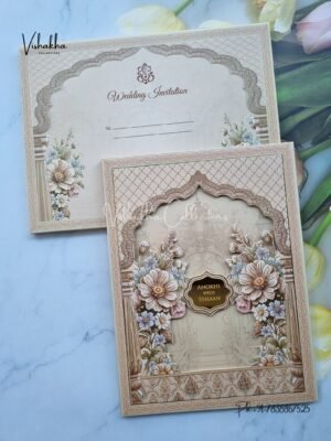 Flower Hindu Muslim Christian Sikh Padded Colored invitation Cards CC-3683