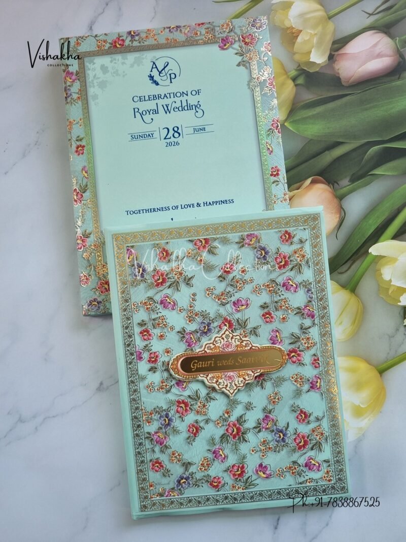 Flower Hindu Muslim Christian Sikh Padded invitation Cards CR-5092