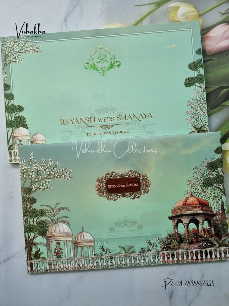 Flower Hindu Muslim Christian Sikh Padded invitation Cards VN-773