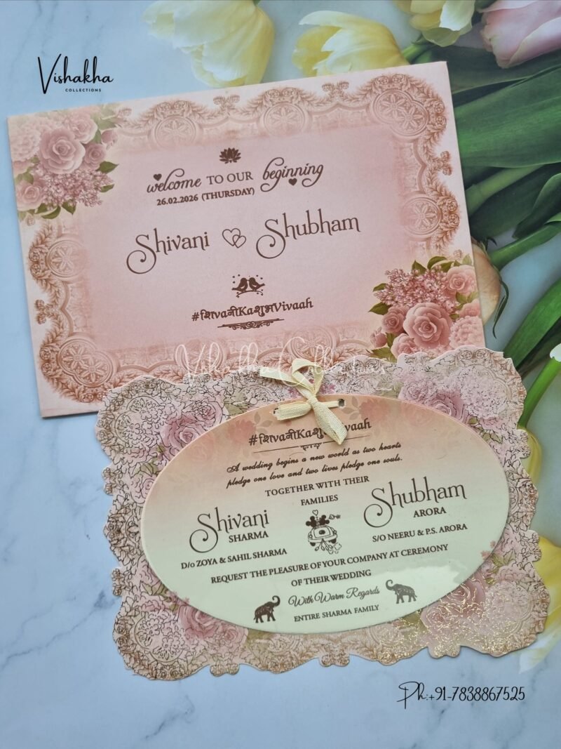 Flower Hindu Muslim Christian Sikh invitation Cards ATS-3192