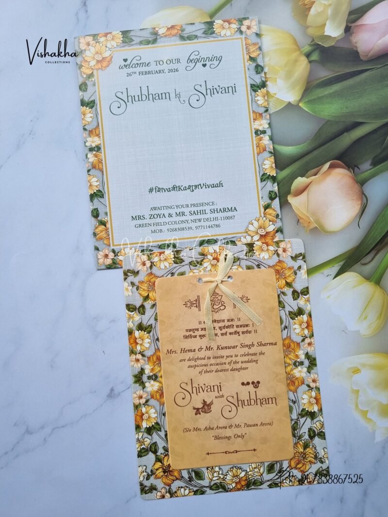 Flower Hindu Muslim Christian Sikh invitation Cards ATS-4203