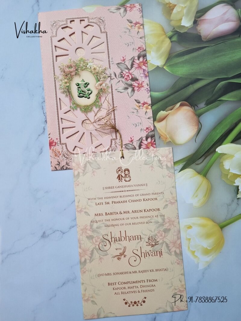 Flower Hindu Muslim Christian Sikh invitation Cards ATS-9218