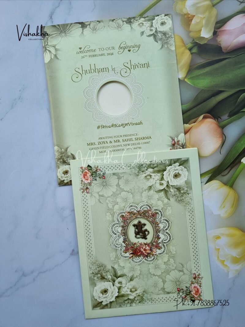Flower Hindu Muslim Christian Sikh invitation Cards ATS-9240