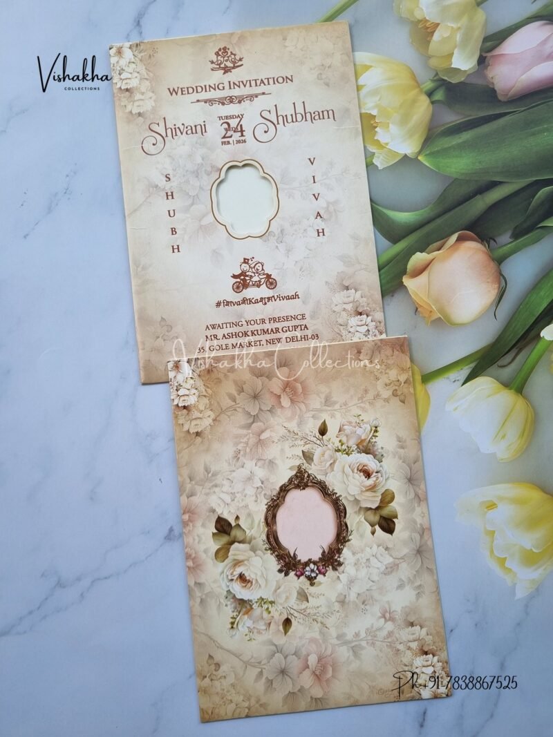 Flower Hindu Muslim Christian Sikh invitation Cards ATS-9255