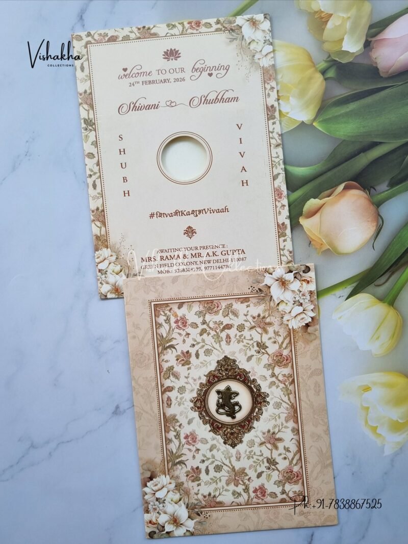 Flower Hindu Muslim Christian Sikh invitation Cards ATS-9256