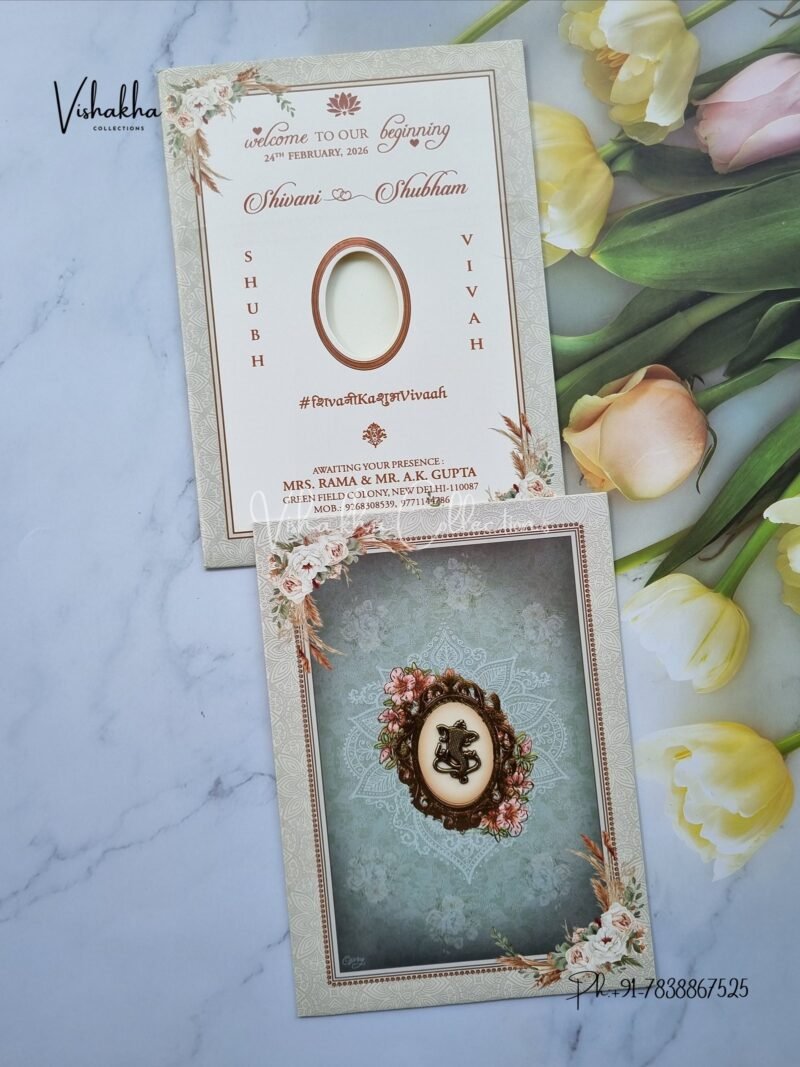 Flower Hindu Muslim Christian Sikh invitation Cards ATS-9257