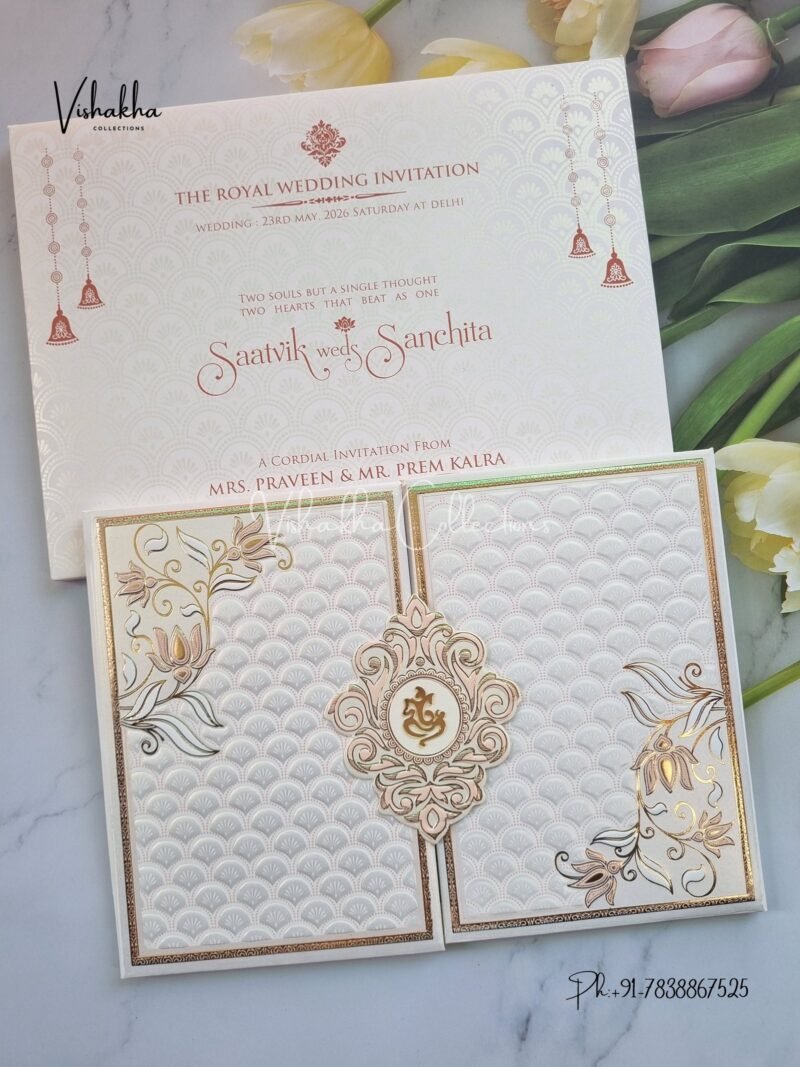 Ganesh Ji Double Door Hindu Sikh Padded invitation Cards CR-711