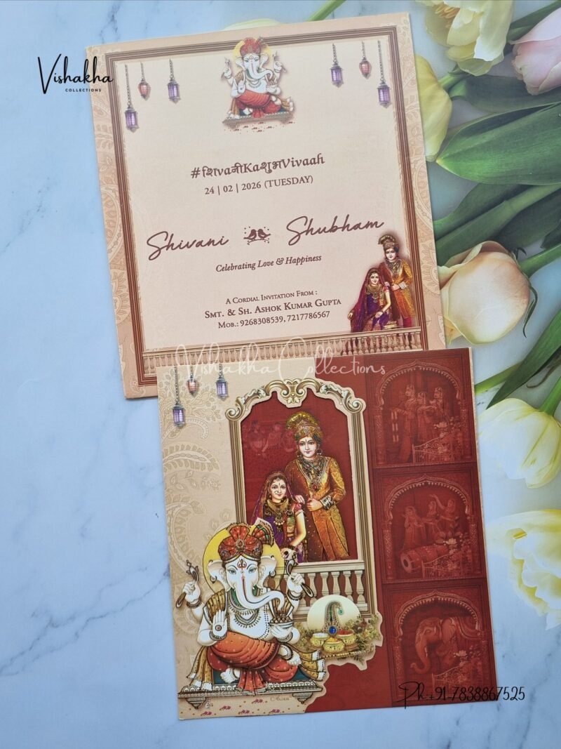 Ganesh Ji Dulah Dulhan Hindu Sikh invitation Cards ATS-9212