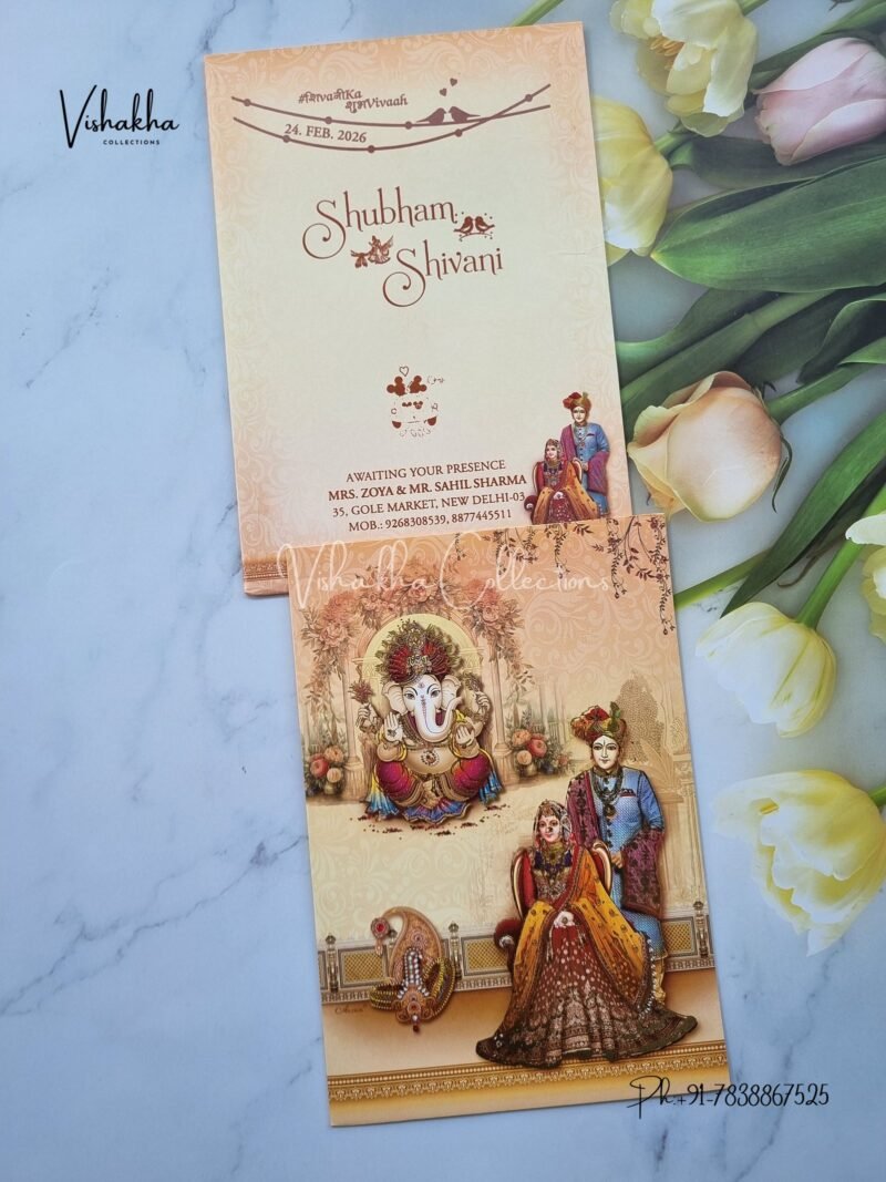 Ganesh Ji Dulah Dulhan Hindu Sikh invitation Cards ATS-9233