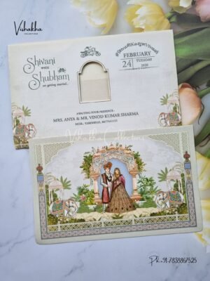 Hathi Dulah Dulhan Hindu Sikh invitation Cards ATS-9279