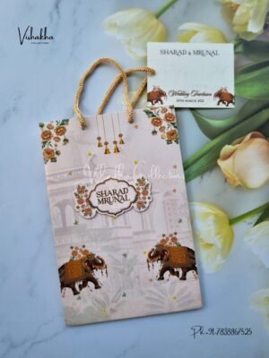 Hathi Hindu Sikh Carry Bag invitation Cards JM-N2516