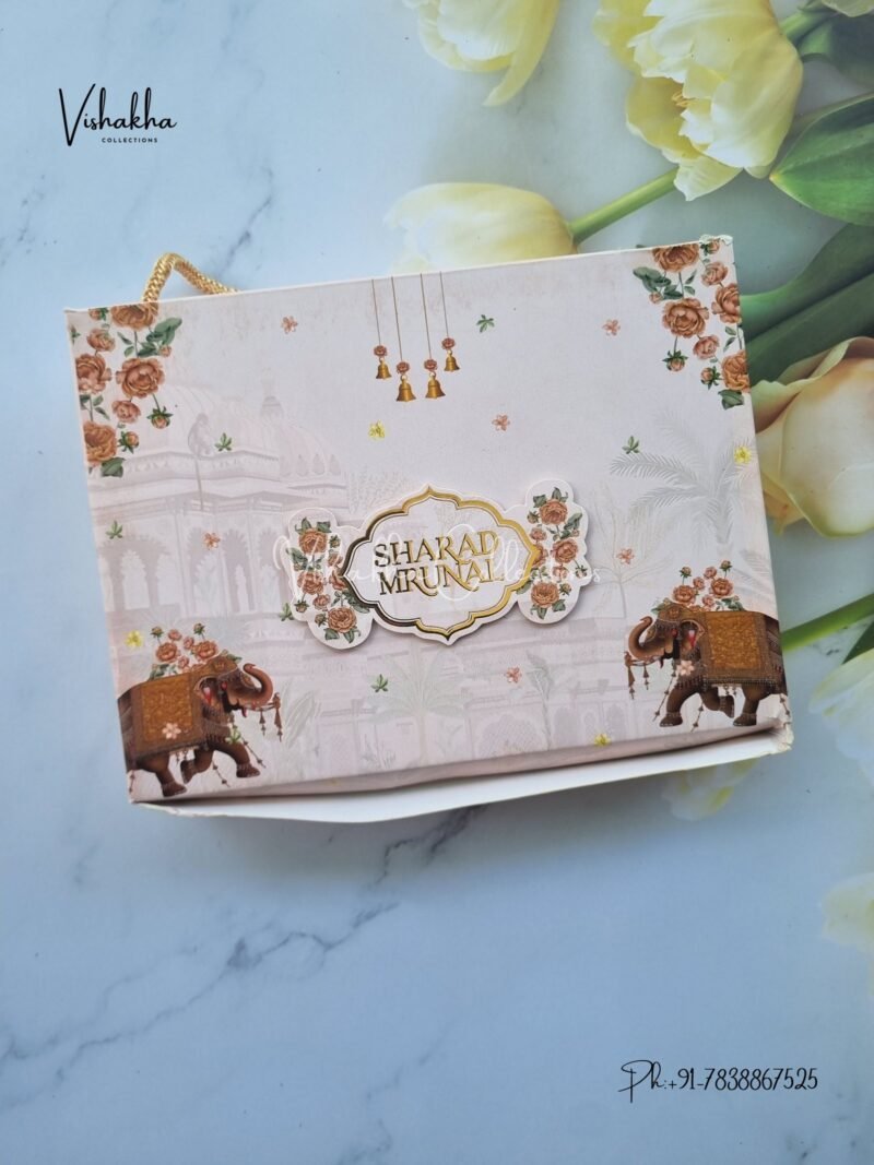 Hathi Hindu Sikh Exclusive Wedding Boxes Carry Bag invitation Cards JM-N2490