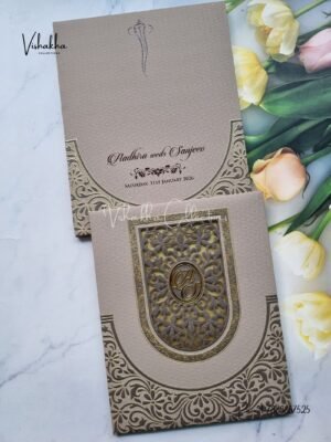 Hindu Muslim Christian Sikh Padded Laser Cut Colored invitation Cards LN-882