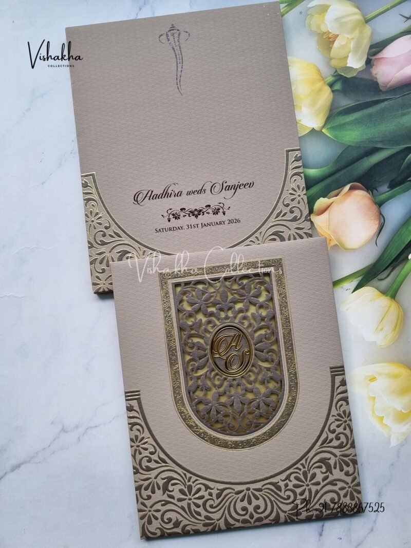 Hindu Muslim Christian Sikh Padded Laser Cut Colored invitation Cards LN-882