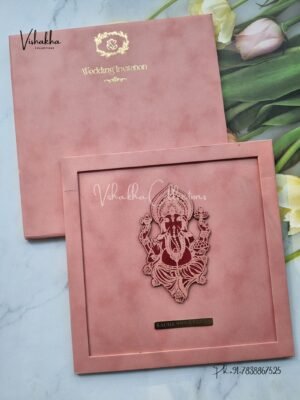 Mandala Hindu Padded MDF Board Laser Cut Colored invitation Cards SN-154
