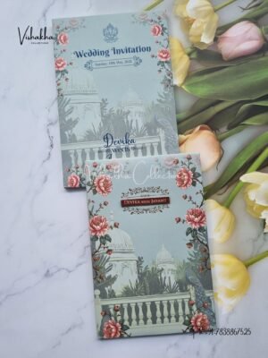 Peacock Hindu Muslim Christian Sikh Padded invitation Cards VN-738
