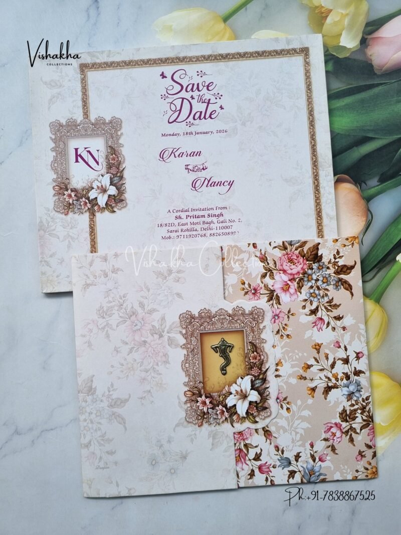 Semi Box Flower Double Door Hindu Muslim Christian Jain Sikh Multicolor Colored wedding invitation Cards NA-1125-132