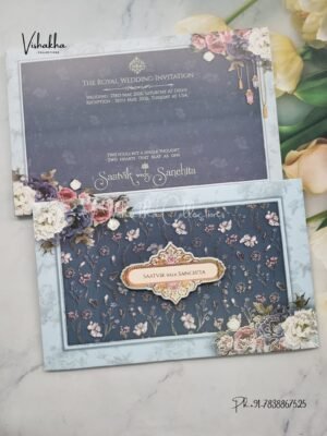 Semi Box Flower Hindu Muslim Christian Sikh invitation Cards CR-7070