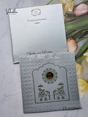 Semi Box Hathi Hindu Sikh Colored invitation Cards SN-63