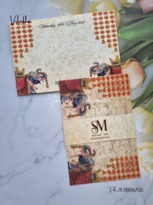 Semi Box Hathi Hindu Sikh invitation Cards JM-N4013