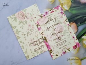 Single Insert Flower Hindu Muslim Christian Sikh invitation Cards VN-S-24