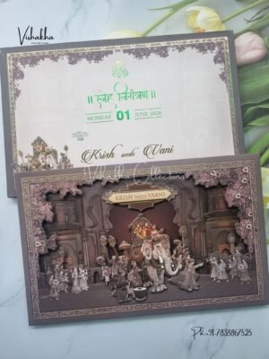 Barat Hathi Dulah Dulhan Hindu Sikh Padded invitation Cards PN-1220