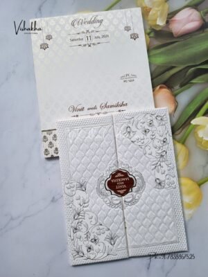 Double Door Hindu Muslim Christian Sikh Padded invitation Cards PN-1231