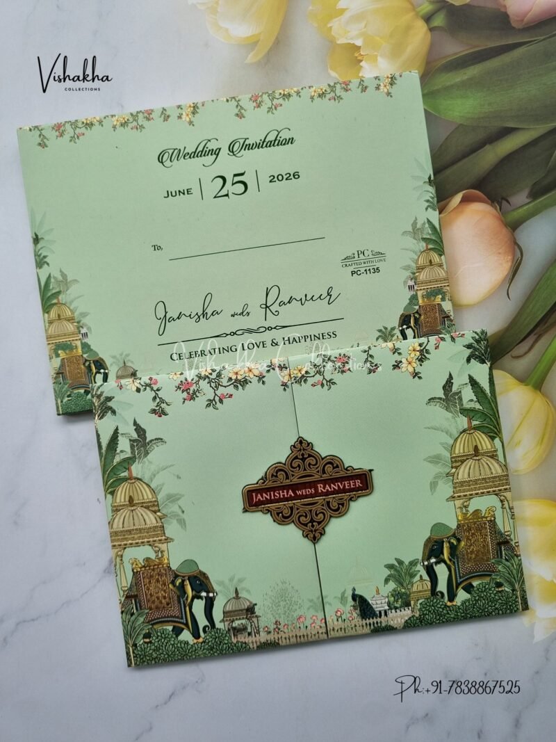 Hathi Hindu Sikh Padded invitation Cards PN-1135