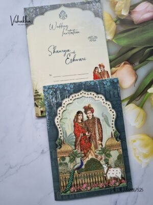 Peacock Dulah Dulhan Hindu Sikh invitation Cards PN-1227